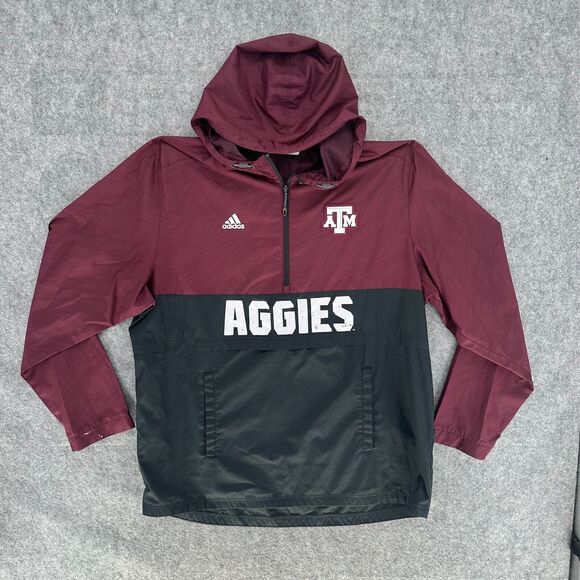 Adidas Texas A&M Jacket Mens XL Maroon Windbreaker Vented Aggies Lightweight - Picture 1 of 4